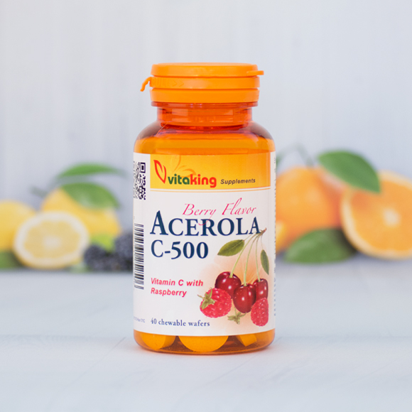 Vitaking C-500mg Acerola (40) rágótab - Elixír Biobolt